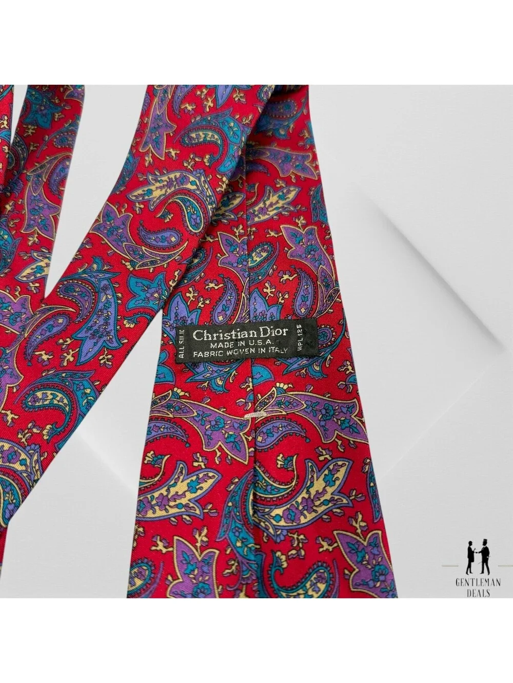 Christian Dior Men's Tie Necktie Paisley 100% Silk Made in USA Vintage 57x3.5